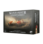 Warhammer: The Horus Heresy - Legio Custodes - Coronus Grav-carrier (PREORDER) - Warhammer Horus Heresy Legio Custodes Coronus Grav-carrier model box featuring a red and gold futuristic armored vehicle on.