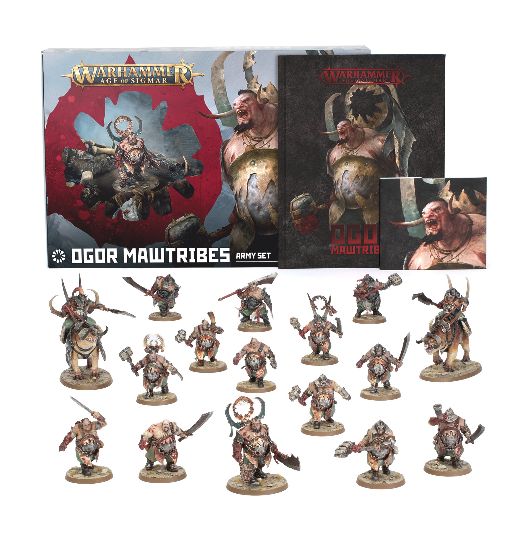 Warhammer Age of Sigmar - Ogor Mawtribes - Army Set (PREORDER) - Warhammer Age of Sigmar Ogor Mawtribes Army Set with detailed painted miniature warriors and beasts in earthy tones,.