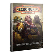 Warhammer Necromunda Skirmish - Gangs of The Outlands - Hardcover Warhammer Necromunda Skirmish rulebook with gritty sci-fi gang characters on cover, dark color palette.