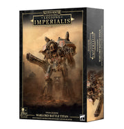 Warhammer: The Horus Heresy - Legions Imperialis - Warlord Titan with Volkite Destructor and Macro-Gatling Blaster (PREORDER) - Warhammer Warlord Titan model box art featuring large robotic titan with bulky armor, Volkite Destructor, and Macro-Gatling.