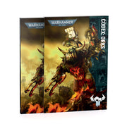 Warhammer 40,000 - Orks - Codex (PREORDER) - Warhammer 40,000 Codex Orks book with green-skinned ork warrior wielding large weapons on fiery cover.