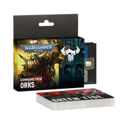 Warhammer 40,000 - Orks - Command Pack (PREORDER) - Warhammer 40,000 Orks Command Pack featuring a dark box with green and yellow artwork and a deck of cards with black, white,
