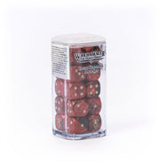 Warhammer: The Horus Heresy - Custodes - Dice (PREORDER) - Set of twelve red six-sided dice with gold pips and Warhammer Custodes symbols, in a clear plastic case.