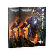 Warhammer 40,000 - Space Marines - Codex (PREORDER) - Warhammer 40,000 Codex book featuring a blue-armored Space Marine in battle with fiery background and dark green terrain.