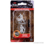 D&D Nolzur's Marvelous Miniatures: Male Human Druid - Set of two unpainted grey plastic miniature figurines depicting a male druid with staff and animal companion, packaged with.