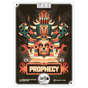 Prophecy - Dark fantasy poster with a skull adorned by intricate tribal headdress and two green serpents, flames, and an open book.
