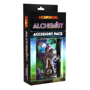 Dice Throne: Alchemist Accessory Pack - Dice Throne Alchemist Accessory Pack box featuring a silver alchemist figurine and purple-green mystical background design.