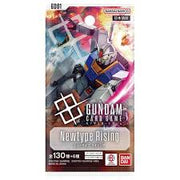 Gundam Card Game - New Type Rising Booster Pack - Colorful Gundam card game booster pack featuring a dynamic robot illustration with blue, red, and white tones.