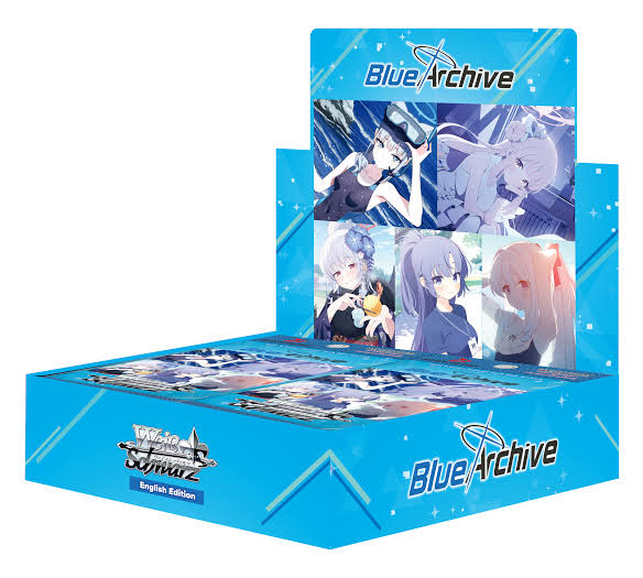 Weiss Schwarz: Blue Archive The Animation Booster Display - Blue Archive-themed booster display box for Weiss Schwarz trading cards, featuring vibrant blue design and anime character.