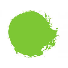 Citadel Dry Paint: Niblet Green - Bright, vivid green paint swatch with irregular edges on white background.