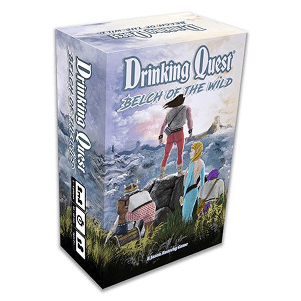 Drinking Quest: Belch of the Wild - Drinking Quest board game box featuring fantasy characters and a mountainous landscape background.