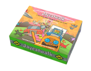 Jaycatwalk - Colorful rectangular board game box featuring cartoon animals and vehicles on a bright landscape background.