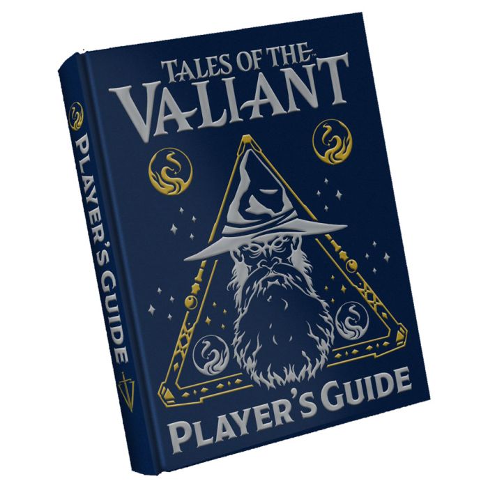Tales of the Valiant: Player's Guide Limited Edition - Navy blue hardcover book with gold embossed wizard illustration and text Tales of the Valiant Player's Guide.