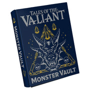 Tales of the Valiant: Monster Vault Limited Edition - Dark blue hardcover book titled Tales of the Valiant Monster Vault with gold and white dragon skull and tridents.