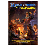 Kobold: Guide to Roleplaying - Book cover with title "Kobold Guide to Roleplaying," featuring a group of fantasy characters around a table in warm, dim.