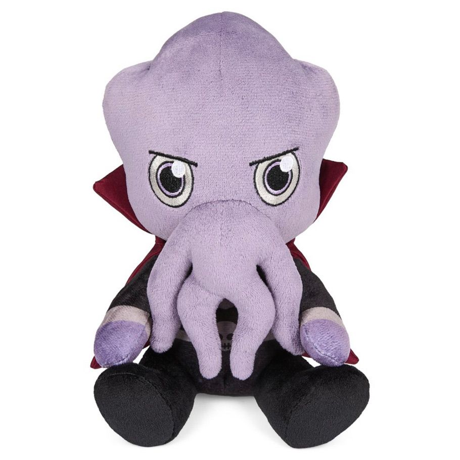 D&D: Mind Flayer Phunny Plush - Plush toy resembling a purple Mind Flayer with large eyes, tentacles on its face, and black and red clothing.