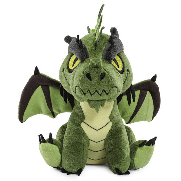D&D: Green Dragon Phunny Plush (PREORDER) - Green dragon plush with large yellow eyes, black horns, wings, and stitched scales on soft fabric.