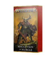 Warhammer Age of Sigmar - Maggotkin of Nurgle - Warscrolls - Warhammer Age of Sigmar Maggotkin of Nurgle Warscrolls box with dark fantasy warrior artwork on front and red sides.