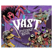Vast: The Mysterious Manor - Colorful board game box featuring a wizard, giant crab, armored warrior, and skeleton characters in a dark, spooky mansion.