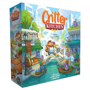 Critter Kitchen - Colorful board game box featuring anthropomorphic animal chefs in a bustling kitchen village scene.
