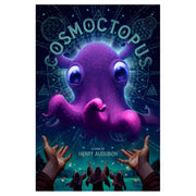 Cosmoctopus - Purple octopus with large eyes floating in a cosmic space background with hands reaching up.