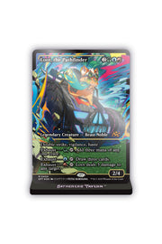 Magic: The Gathering - Loot, the Pathfinder Acrylic Slab Standee - The Gathering Loot, the Pathfinder card with dynamic fantasy artwork and detailed text.