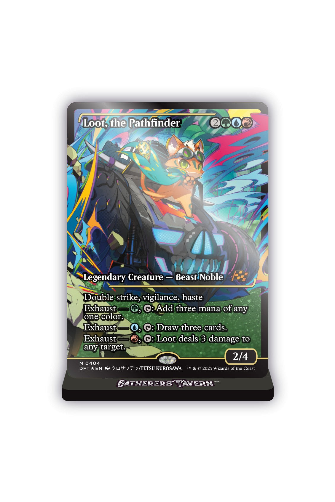 Magic: The Gathering - Loot, the Pathfinder Acrylic Slab Standee - The Gathering Loot, the Pathfinder card with dynamic fantasy artwork and detailed text.