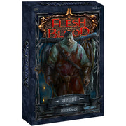 Flesh and Blood - Outsiders - Blitz Deck - Riptide - Flesh and Blood Outsiders Blitz Deck Riptide box featuring armored character with bloodstained clothes and dark fantasy.