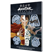 Avatar Legends The Roleplaying Game - Hardcover RPG book with dark cover featuring illustrated characters and glowing elemental symbols from Avatar Legends The.