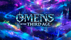 Omens of The Third Age Draft Practice- Nats Qualified Only - Cosmic purple and blue fantasy-themed game logo with glowing stars and swirling nebula background.