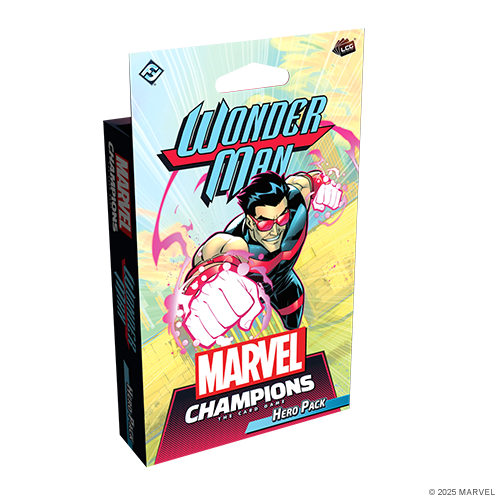 Marvel Champions: The Card Game - Wonder Man Hero Pack - Marvel Champions Wonder Man Hero Pack with colorful comic-style illustration of Wonder Man punching forward on a blue and.
