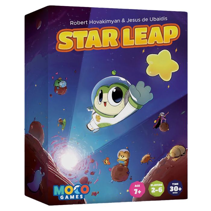 StarLeap - Star Leap board game box with cartoon astronaut and planets on a dark space background.