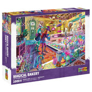Puzzle: Magical Bakery 1000pc - Colorful 1000-piece puzzle featuring a whimsical bakery scene with vibrant sweets, lollipops, and cozy interior.