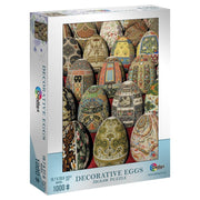 Decorative Eggs 1000 Piece Puzzle - 1000-piece puzzle featuring colorful, intricately patterned decorative eggs in various shapes and designs.