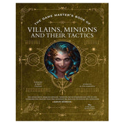 D&D 5E: Game Master's Book of Villains, Minions and Their Tactics - Brown hardcover book titled "The Game Master's Book of Villains, Minions and Their Tactics" with ornate gold border and.