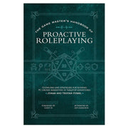 D&D 5E: Book of Proactive Roleplaying - Teal hardcover book titled "The Game Master's Handbook of Proactive Roleplaying" with fantasy-themed line art and a 20-sided