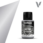 Vallejo Metal Color: Aluminium (32ml) - 32ml Vallejo Metal Color aluminum paint bottle with black cap and metallic silver label.