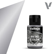 Vallejo Metal Color: Duraluminium (32ml) - Small black plastic bottle of Vallejo Metal Color paint labeled Duraluminium with silver metallic graphic and black screw.