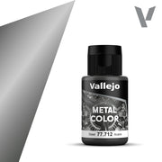 Vallejo Metal Color: Steel (32ml) - Small black plastic bottle of Vallejo Metal Color paint labeled Steel 32ml with metallic silver gradient background and.