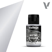 Vallejo Metal Color: Semi Matte Aluminium (32ml) - Small plastic paint bottle with black cap labeled Vallejo Metal Color Semi Matte Aluminium 32ml.