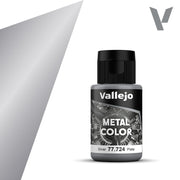 Vallejo Metal Color: Silver (32ml) - 32ml gray plastic bottle of Vallejo Metal Color silver paint with black cap and detailed label.