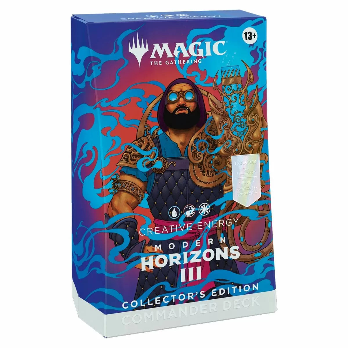 Magic: The Gathering - Modern Horizons 3 Collectors Commander - Creative Energy - The Gathering Modern Horizons 3 Collector's Commander box featuring a bearded, tattooed warrior with glowing blue eyes and.