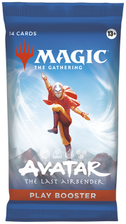 Magic: The Gathering - Avatar: The Last Airbender Play Booster Pack - The Gathering play booster pack with Avatar: The Last Airbender theme, featuring Aang in orange and yellow airbending pose.