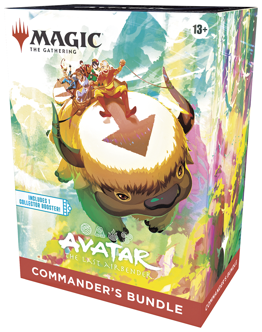 Magic: The Gathering - Avatar: The Last Airbender Commander Bundle - The Gathering box featuring Appa, the flying bison, with Avatar: The Last Airbender characters and vibrant watercolor-style.