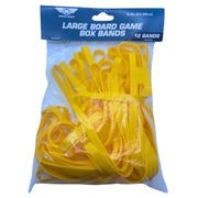 Large Board Game Box Bands (12) - Pack of 12 bright yellow flexible plastic bands designed to secure large board game boxes.