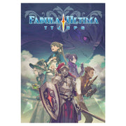 Fabula Ultima: Core Rulebook - Dark fantasy book cover featuring four diverse characters including a knight in armor with a shield, a female mage, and two.