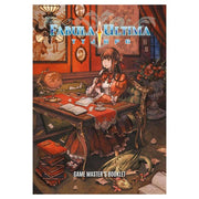 Fabula Ultima: Game Master’s Toolkit - Fantasy-themed game master’s booklet cover featuring a young woman in medieval attire at a wooden desk surrounded by books.