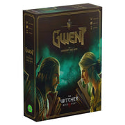 Gwent - Dark-themed Gwent card game box featuring male and female characters from The Witcher series with gold lettering.