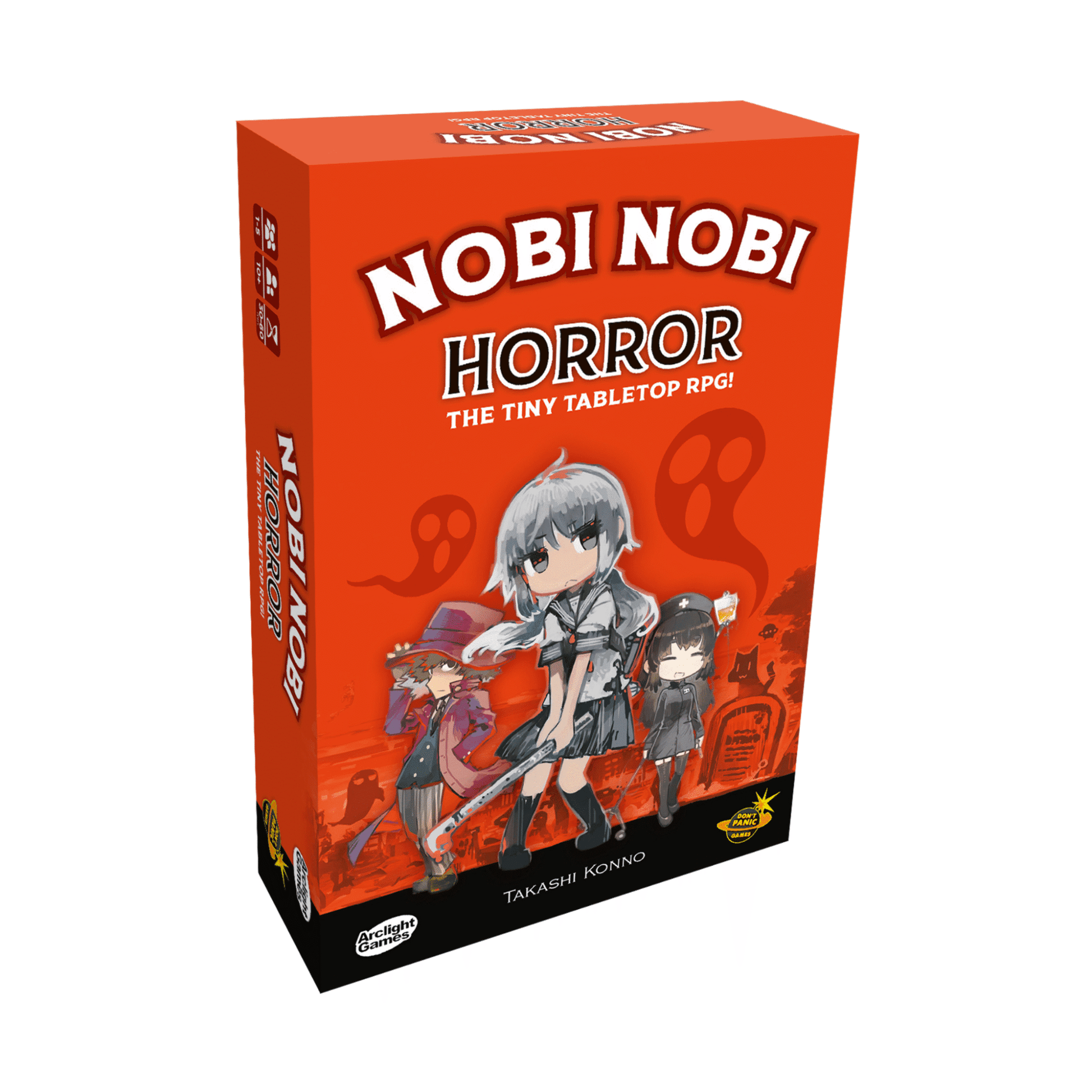 Nobi Nobi: Horror (PREORDER) - Orange tabletop RPG box titled "Nobi Nobi Horror" with anime-style characters and ghost illustrations.