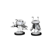 D&D Nolzur's Marvelous Miniatures: Flumph - Gray plastic miniature of a Flumph creature with tentacles and eyestalks on round black bases.